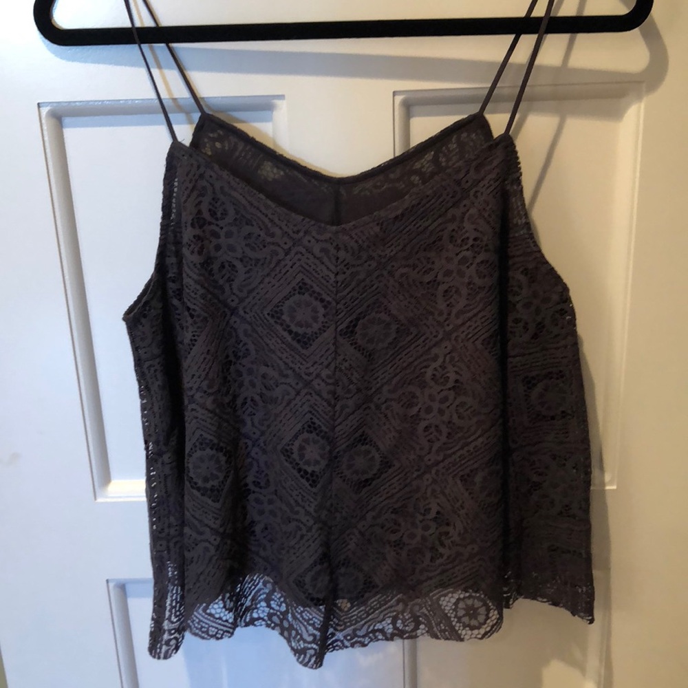 Grey Lace Sleeveless Top